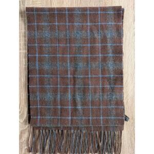 Enzo Mantovani 100% Cashmere Plaid Scarf Brown Blue Grandpacore